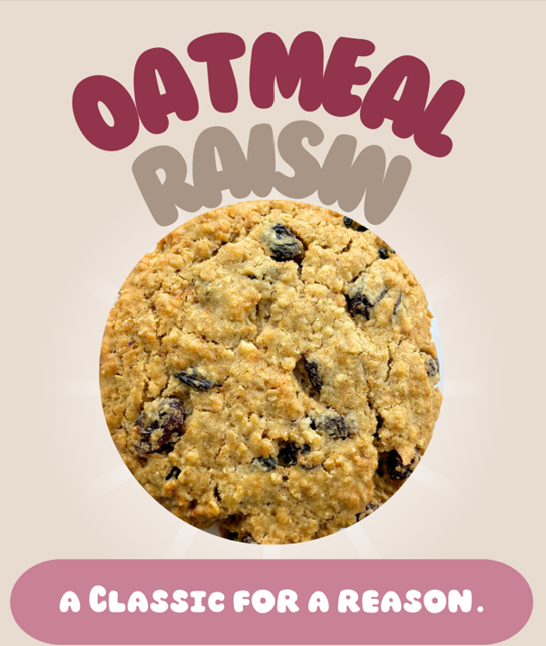 Oatmeal raisin cookie with raisins.